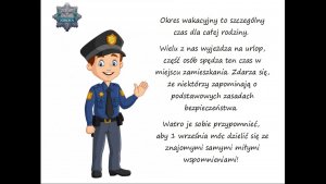 Rysunek policjanta i słowo wstępu do prezentacji.