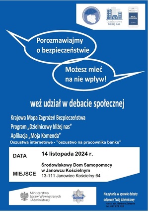 Plakat informacyjny o debacie.