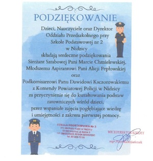 Podziękowanie dla policjantów od przedszkolaków