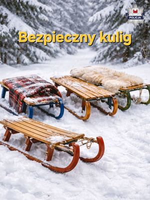 sanki - 3 sztuki na śniegu a w tle las