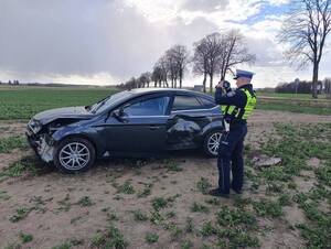 Miejsce zdarzenia drogowego w pobliżu Więckowa