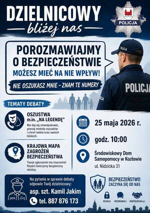 plakat informacyjny o debacie, o jej terminie, miejscu i tematyce.